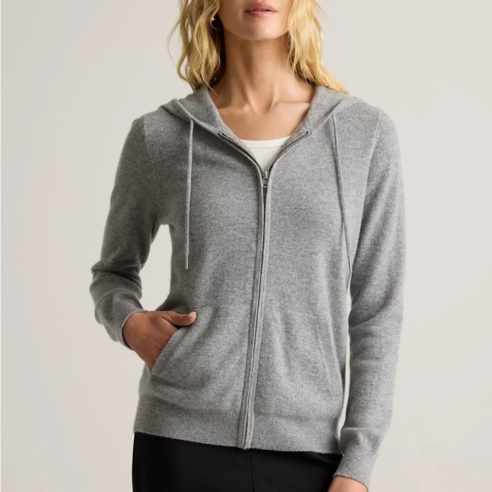 Quince Mongolian Cashmere Heather Gray Women's Full-Zip Hoodie